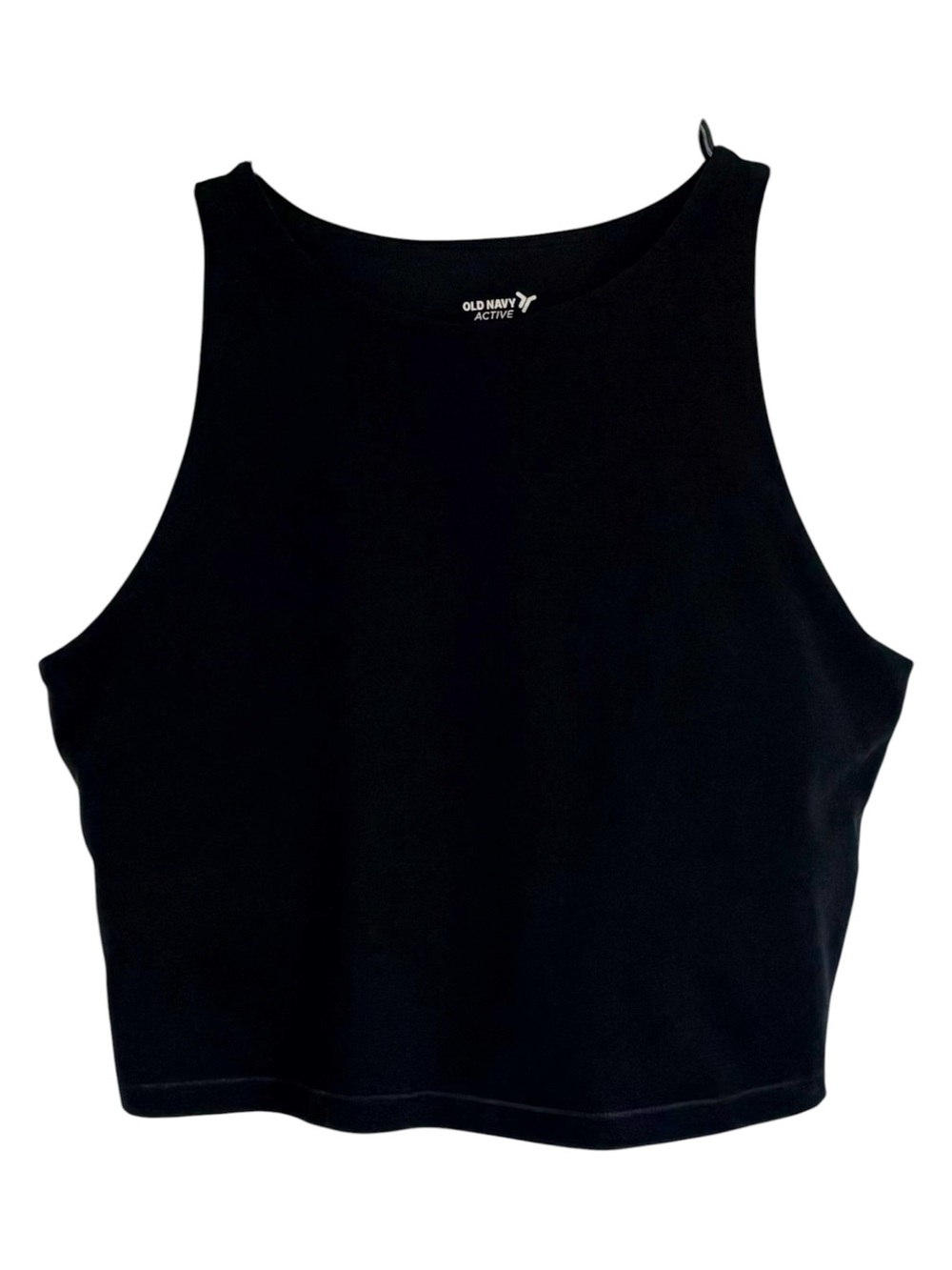 OLD NAVY Active PowerChill Cropped Sports Bra Tank Black Medium Workout Top